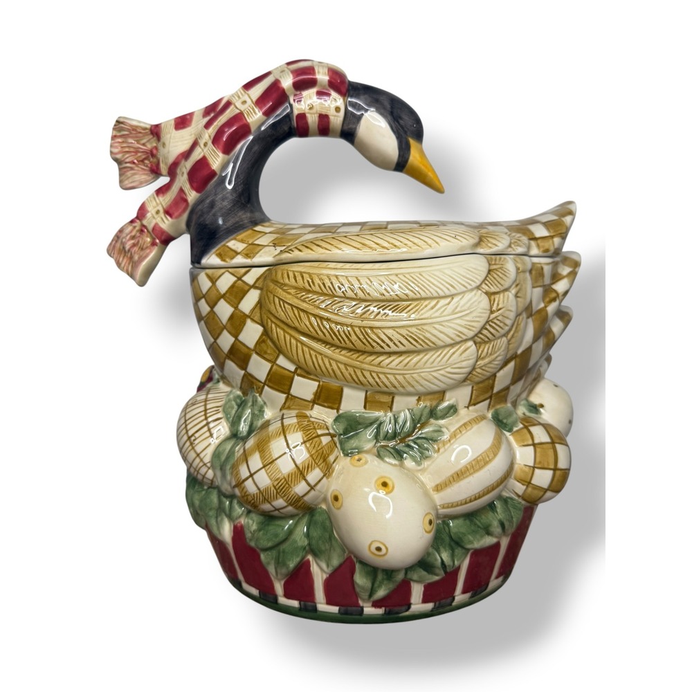 Sakura Debbie Mumm 12 Days of Christmas Cookie Jar "Six Geese A Laying" 1998
